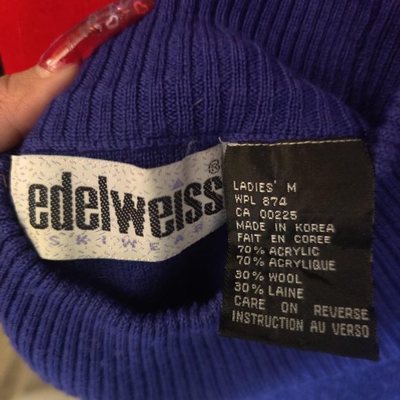 Vintage Royal Blue 80s Wool Blend Crewneck Sweatshirt! - Picture 5 of 6